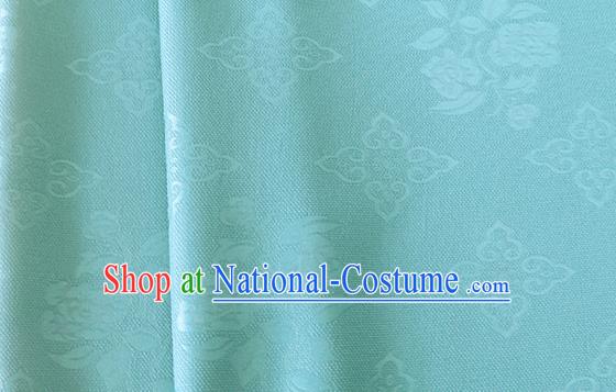 Asian Chinese Traditional Camellia Pattern Design Blue Brocade China Hanfu Satin Silk Fabric Material