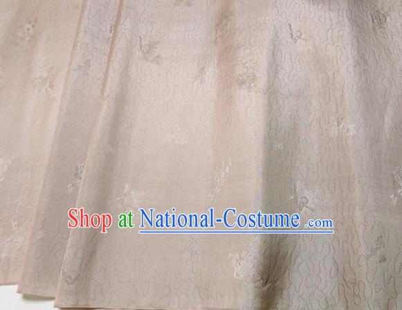 Asian Chinese Traditional Pattern Design Beige Brocade Silk Fabric China Hanfu Satin Material