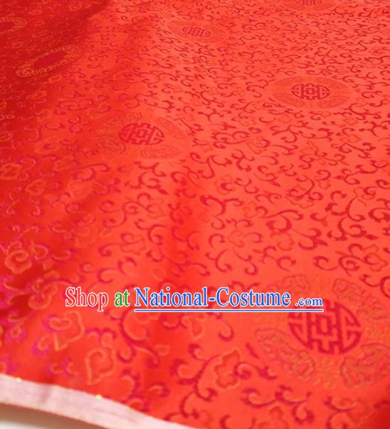 Asian Chinese Traditional Twine Pattern Design Red Brocade Silk Fabric China Hanfu Satin Material