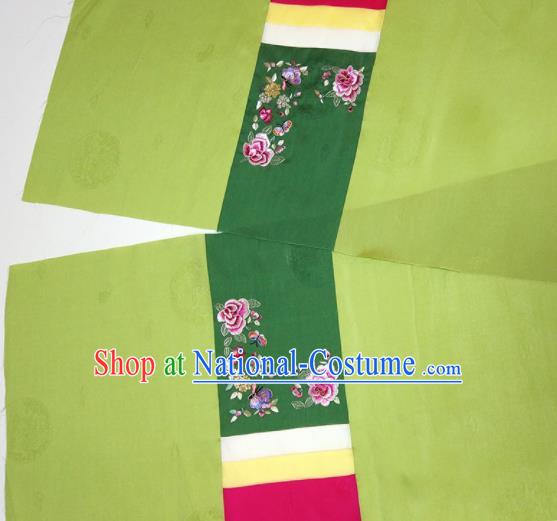 Asian Chinese Traditional Embroidered Peony Pattern Design Green Silk Fabric China Hanfu Silk Material