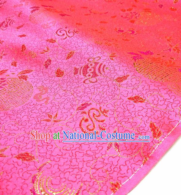 Asian Chinese Traditional Pattern Design Rosy Brocade Silk Fabric China Hanfu Satin Material