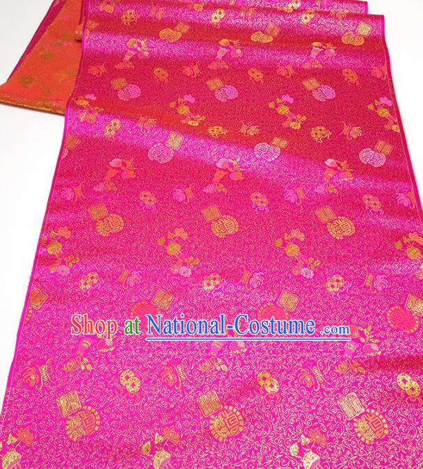 Asian Chinese Traditional Auspicious Pattern Design Rosy Brocade Silk Fabric China Hanfu Satin Material