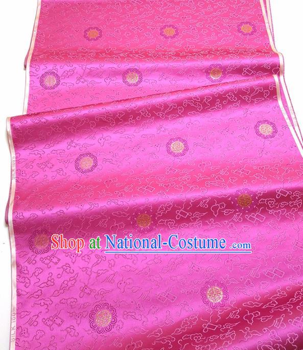 Asian Chinese Traditional Round Pattern Design Rosy Brocade Silk Fabric China Hanfu Satin Material