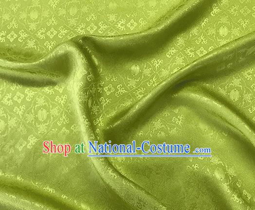 Asian Chinese Traditional Kaki Pedicle Pattern Design Light Green Silk Fabric China Qipao Material