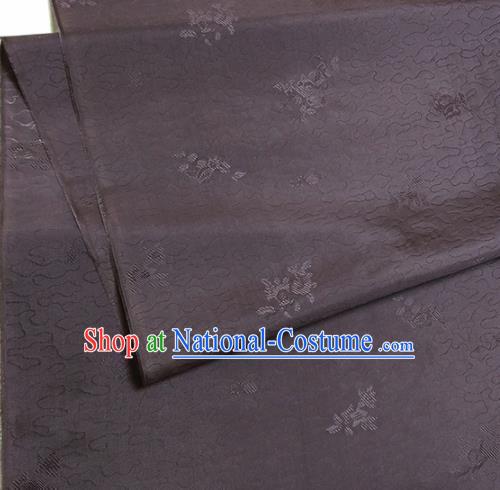 Asian Chinese Traditional Pattern Design Deep Grey Brocade Silk Fabric China Hanfu Satin Material