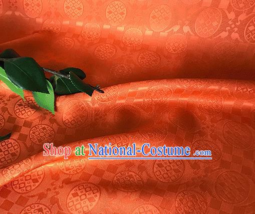 Asian Chinese Traditional Pattern Design Orange Silk Fabric China Qipao Material