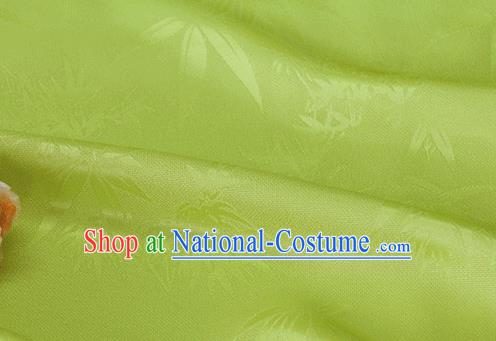 Asian Chinese Traditional Bamboo Leaf Pattern Design Light Green Silk Fabric China Qipao Material