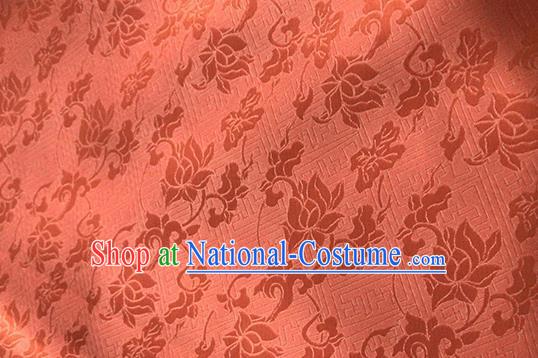 Asian Chinese Traditional Peony Pattern Design Orange Satin China Qipao Silk Fabric Material