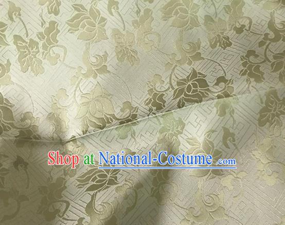 Asian Chinese Traditional Peony Pattern Design Beige Satin China Qipao Silk Fabric Material