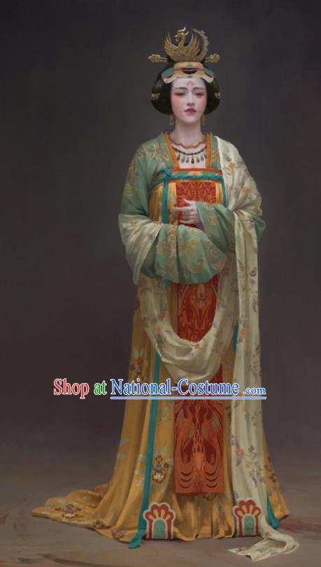 Chinese Ancient Tang Dynasty Palace Lady Dress Drama the Longest Day in Chang An Wang Yunxiu Replica Costumes and Headpiece Complete Set