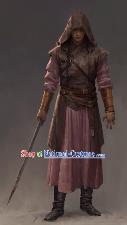 the Longest Day in Chang An Chinese Ancient Assassin Tang Dynasty Swordsman Replica Costumes and Hat Complete Set