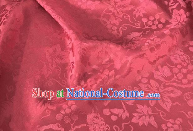 Asian Chinese Traditional Grape Pattern Design Begonia Red Brocade China Hanfu Satin Fabric Material