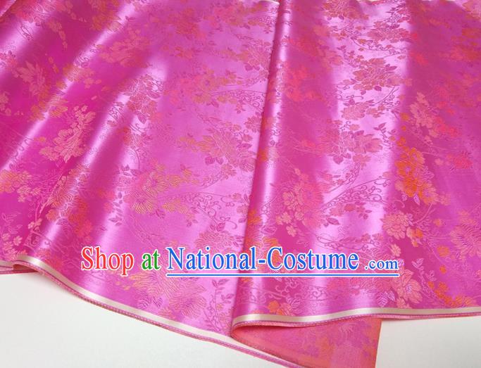 Asian Chinese Traditional Pattern Design Rosy Brocade Silk Fabric China Hanfu Satin Material