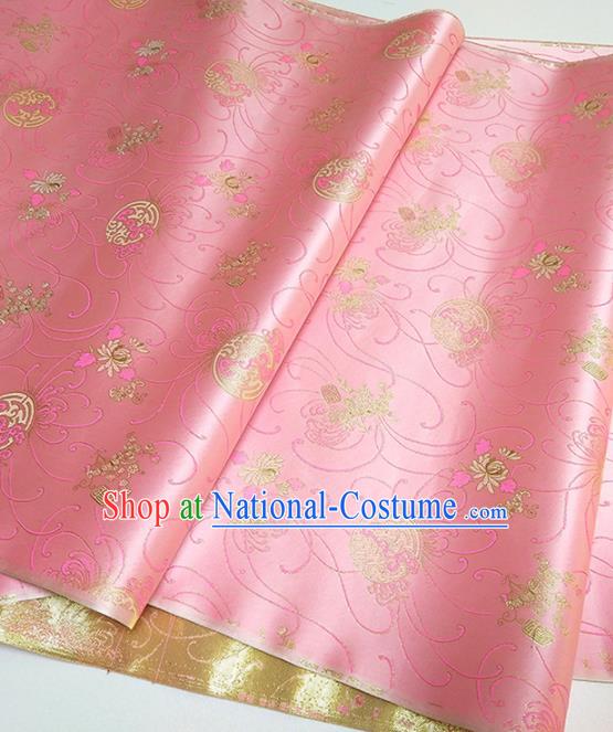 Asian Chinese Traditional Chrysanthemum Pattern Design Pink Brocade Silk Fabric China Hanfu Satin Material