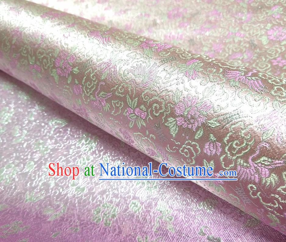 Asian Chinese Traditional Crane Pattern Design Pink Brocade Silk Fabric China Hanfu Satin Material