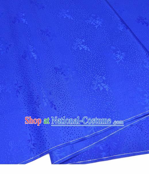 Asian Chinese Traditional Babysbreath Chrysanthemum Pattern Design Royalblue Brocade Silk Fabric China Hanfu Satin Material