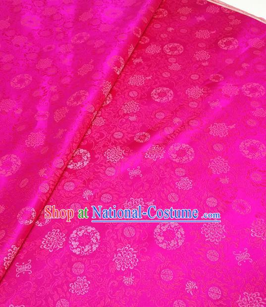 Asian Chinese Traditional Chrysanthemum Pattern Design Rosy Brocade Silk Fabric China Hanfu Satin Material