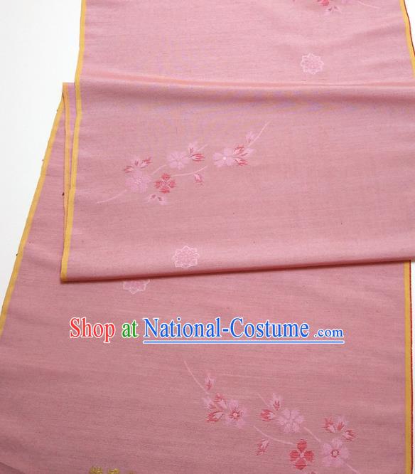 Asian Chinese Traditional Cherry Blossom Pattern Design Pink Silk Fabric China Hanfu Silk Material