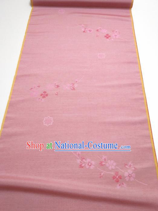 Asian Chinese Traditional Cherry Blossom Pattern Design Pink Silk Fabric China Hanfu Silk Material