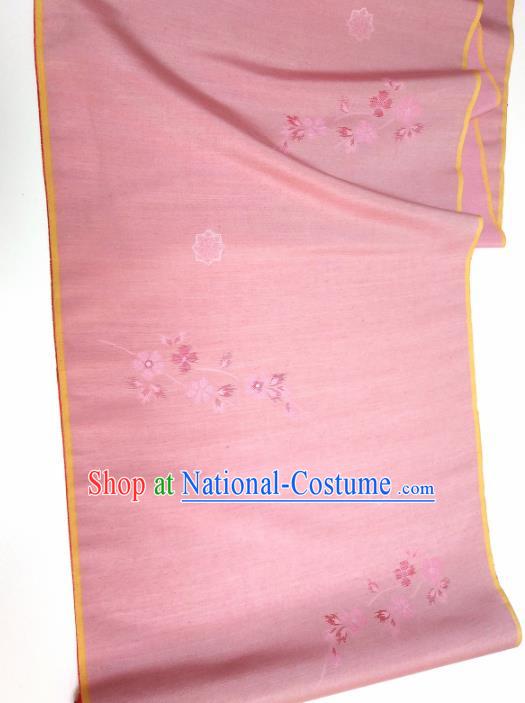 Asian Chinese Traditional Cherry Blossom Pattern Design Pink Silk Fabric China Hanfu Silk Material