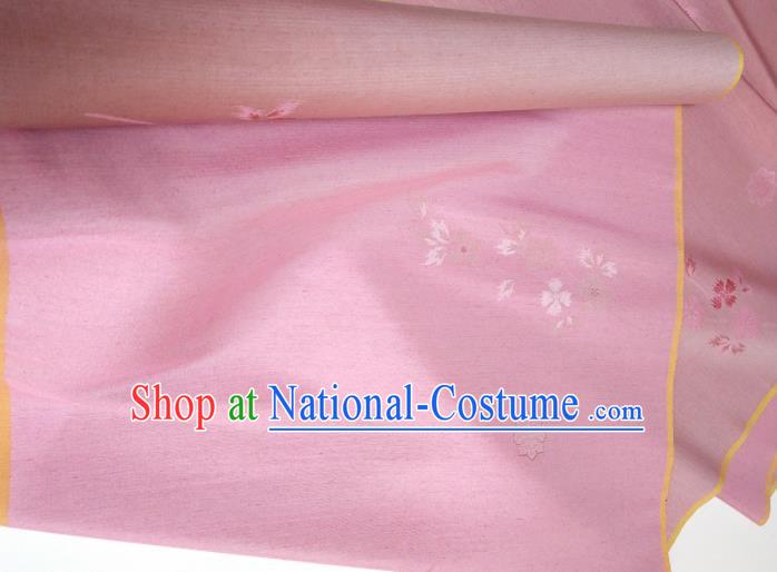 Asian Chinese Traditional Cherry Blossom Pattern Design Pink Silk Fabric China Hanfu Silk Material