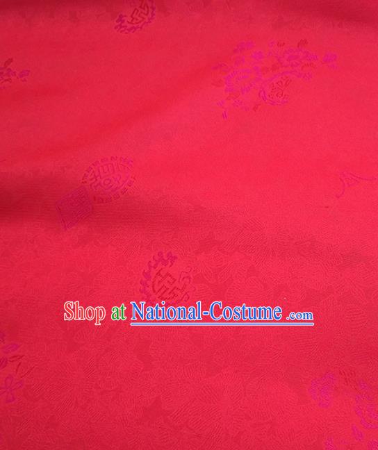 Asian Chinese Traditional Flowers Pattern Design Red Silk Fabric China Hanfu Silk Material