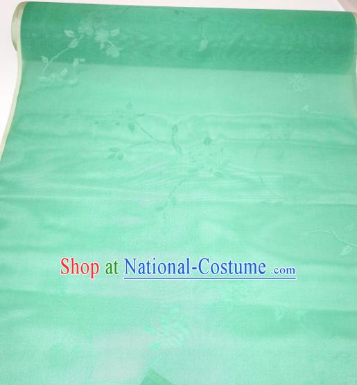 Asian Chinese Traditional Flowers Branch Pattern Design Green Silk Fabric China Hanfu Silk Material