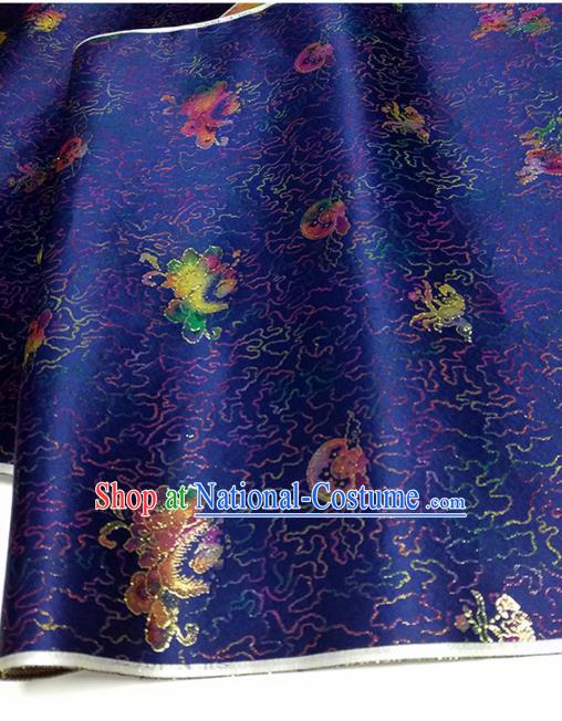 Asian Chinese Traditional Pattern Design Royalblue Brocade Silk Fabric China Hanfu Satin Material