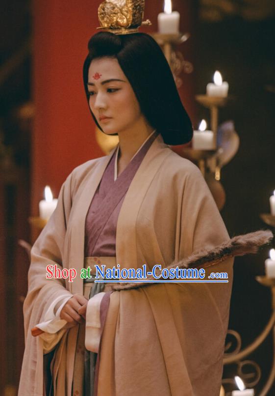 Ancient Chinese Tang Dynasty Empress Dress Drama the Longest Day in Chang An Yan Yuhuan Replica Costumes and Headpiece for Women