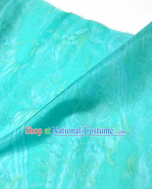 Chinese Traditional Pattern Design Blue Silk Fabric Asian China Hanfu Silk Material