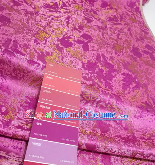 Chinese Traditional Royal Pattern Design Rosy Brocade Fabric Asian Satin China Hanfu Silk Material