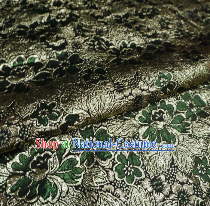 Chinese Traditional Pattern Design Deep Green Brocade Fabric Asian Satin China Hanfu Silk Material