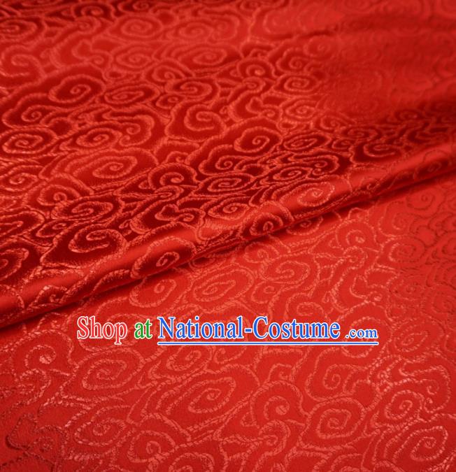 Chinese Traditional Royal Clouds Pattern Design Red Brocade Fabric Asian Satin China Hanfu Silk Material