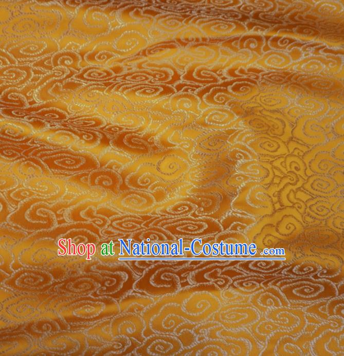 Chinese Traditional Royal Clouds Pattern Design Golden Brocade Fabric Asian Satin China Hanfu Silk Material