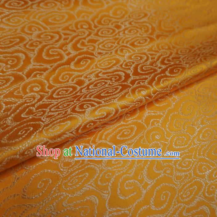 Chinese Traditional Royal Clouds Pattern Design Golden Brocade Fabric Asian Satin China Hanfu Silk Material