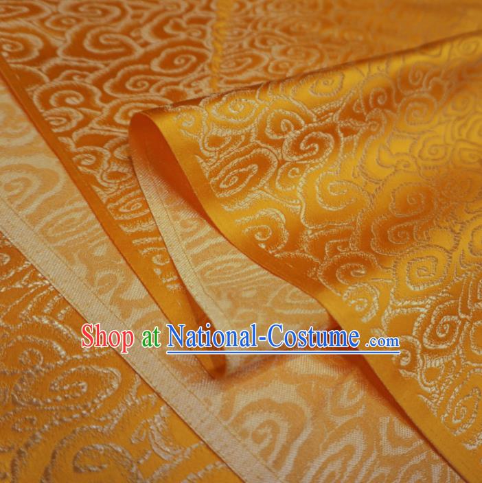 Chinese Traditional Royal Clouds Pattern Design Golden Brocade Fabric Asian Satin China Hanfu Silk Material