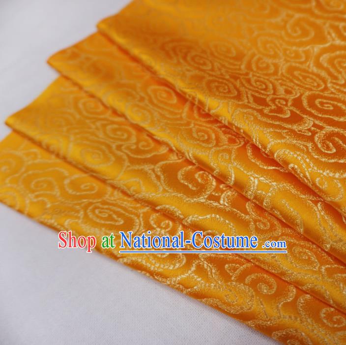 Chinese Traditional Royal Clouds Pattern Design Golden Brocade Fabric Asian Satin China Hanfu Silk Material