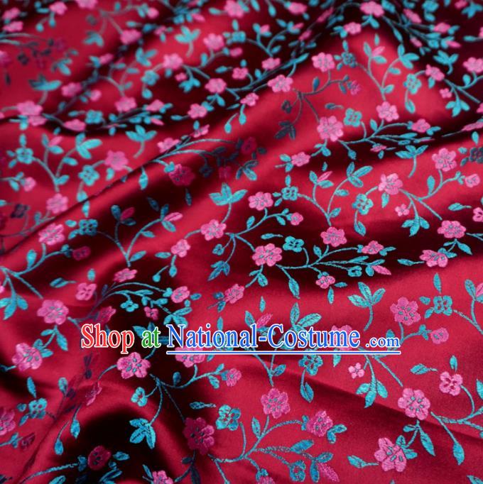 Chinese Traditional Twine Plum Pattern Design Purplish Red Brocade Fabric Asian Satin China Hanfu Silk Material