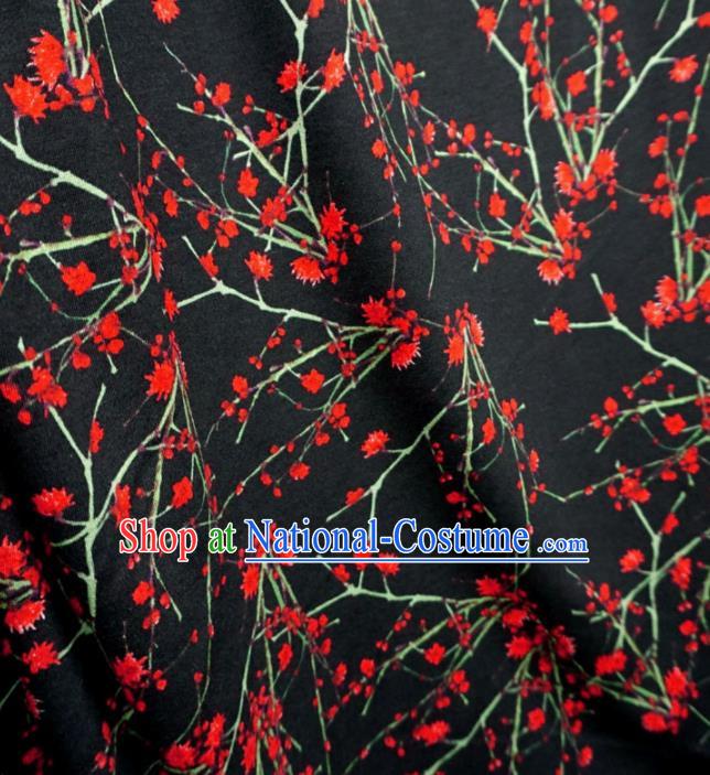 Chinese Traditional Plum Pattern Design Black Brocade Fabric Asian Satin China Hanfu Silk Material