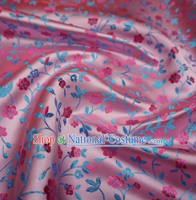 Chinese Traditional Plum Pattern Design Pink Brocade Fabric Asian Satin China Hanfu Silk Material