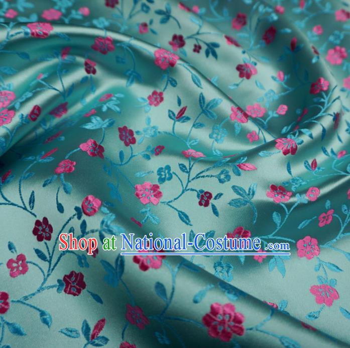 Chinese Traditional Plum Pattern Design Green Brocade Fabric Asian Satin China Hanfu Silk Material