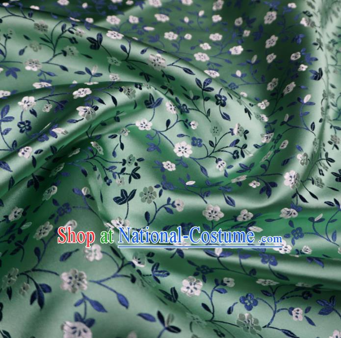 Chinese Traditional Plum Pattern Design Light Green Brocade Fabric Asian Satin China Hanfu Silk Material