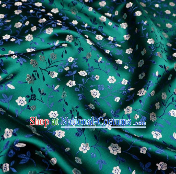 Chinese Traditional Plum Pattern Design Deep Green Brocade Fabric Asian Satin China Hanfu Silk Material