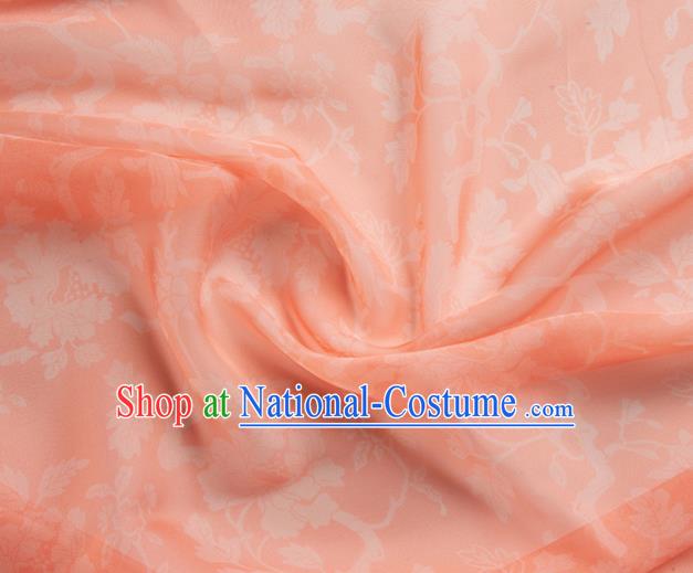 Chinese Traditional Peony Pattern Design Pink Chiffon Fabric Asian Satin China Hanfu Material