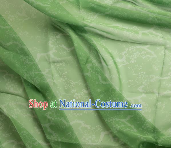 Chinese Traditional Plum Pattern Design Green Chiffon Fabric Asian Satin China Hanfu Material