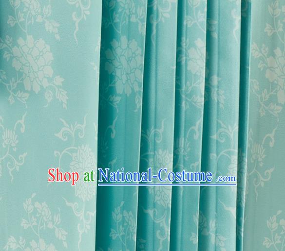 Chinese Traditional Lotus Pattern Design Light Green Brocade Fabric Asian Satin China Hanfu Satin Material