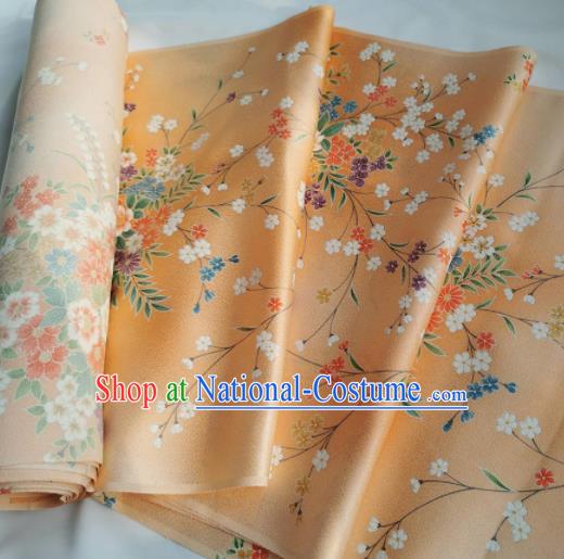 Chinese Traditional Classical Primrose Pattern Design Orange Silk Fabric Asian China Cheongsam Silk Material