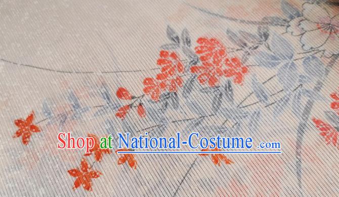 Chinese Traditional Orchid Pattern Design Beige Silk Fabric Asian Brocade China Hanfu Satin Material