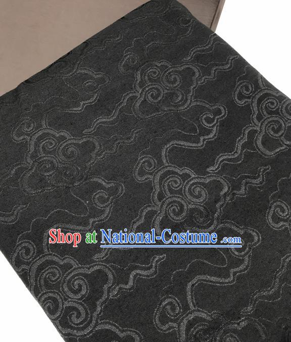 Chinese Traditional Clouds Pattern Design Black Brocade Fabric Asian China Satin Hanfu Material