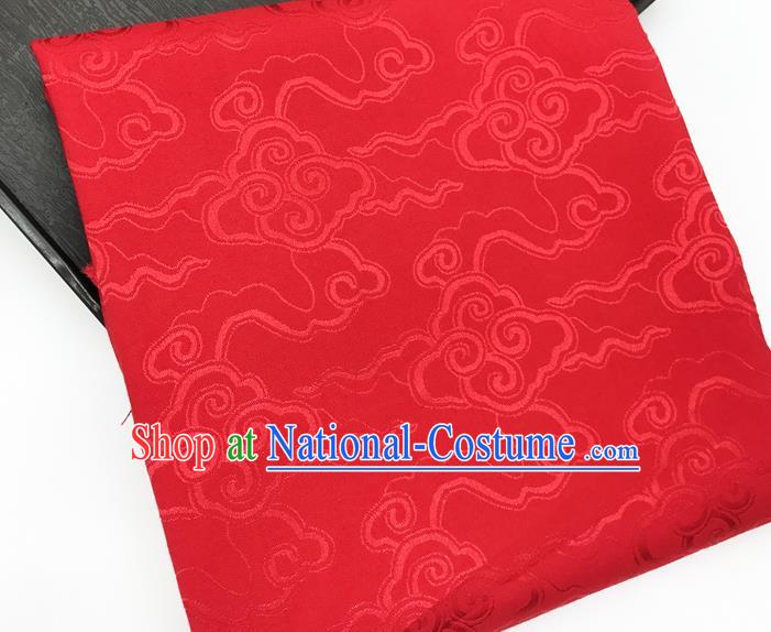 Chinese Traditional Clouds Pattern Design Red Brocade Fabric Asian China Satin Hanfu Material